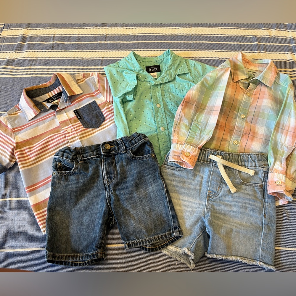 Spring/Summer Toddler Button Down Shirts and Jean Shorts